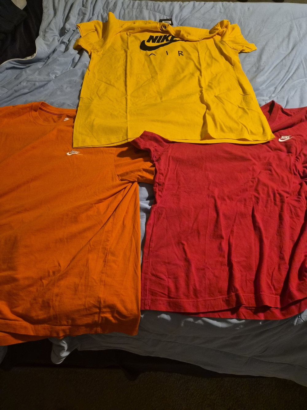 Lot of 3 Nike Men’s T-Shirts Size XXL / 2X - Gold (NWT), Orange, Red
